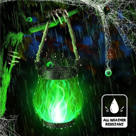 2 Pack Solar Lanterns Lights, Halloween Flickering Flame Garden Lights - Picture 7 of 8